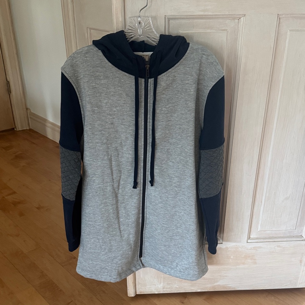 Gray and Navy Zip-Up Hoodie